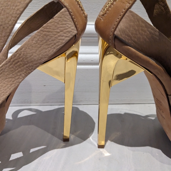 Herve Leger straps high heels Sandal Shoes in Beige with gold heel size 38 - Picture 5 of 10